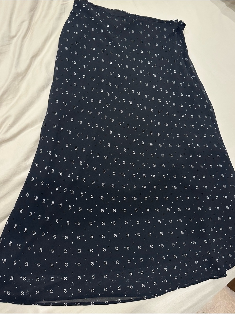 Nordstrom Navy Maxi Skirt with White Micro Floral Print
